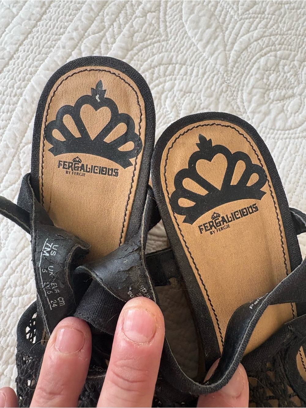 Fergalicious Black Woven Slingback Wedge Sandals - Picture 5 of 7